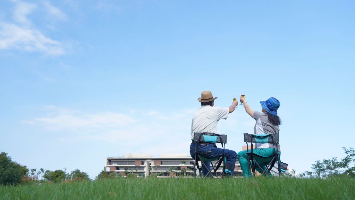 A man and a woman enjoying nature