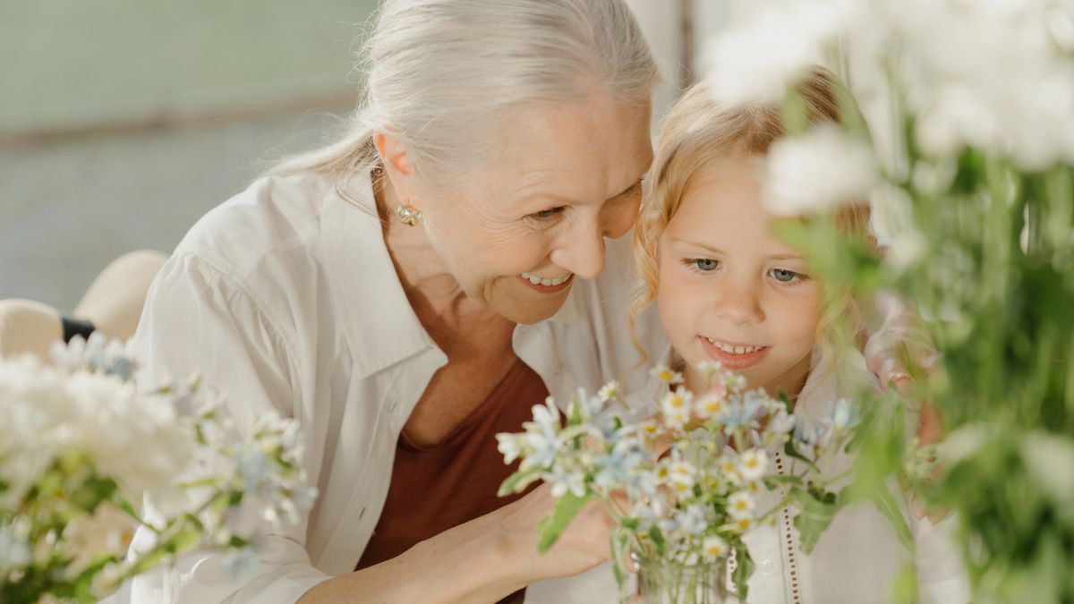 A grandmother with her granddaughter